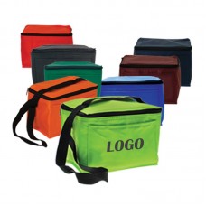 Nylon 6 Pack Cooler Bag w/ Open Front Pocket